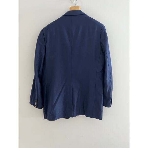 Holland & Sherry Wool Cashmere Navy Blue Blazer Suit Jacket Size 44 - Picture 9 of 10